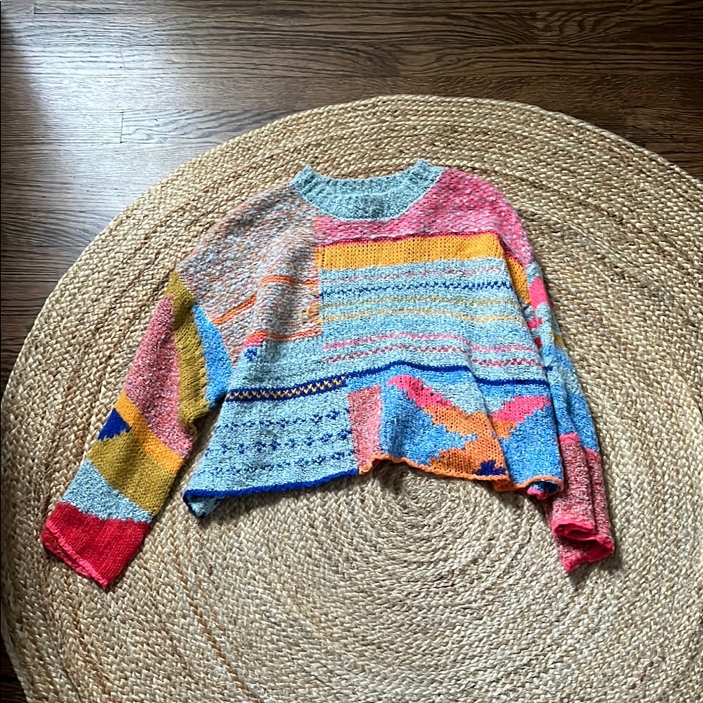 Sincerely Jules Colorful Patchwork Crew Neck Sweater